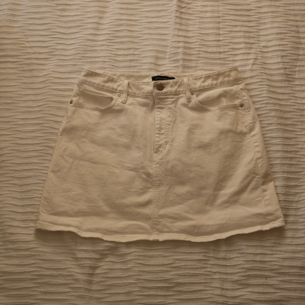 White Denim Mini Skirt